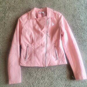 Faux leather pink jacket